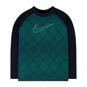 Nike Boys Size 4 Long Sleeve T-Shirt Crew Neck Dry-Fit  Olympic SWOOSH Teal‎ NWT